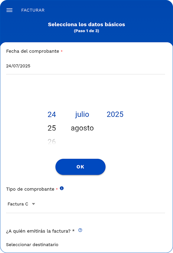 Factura fecha anterior tributo simple